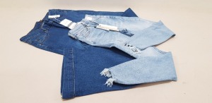 10 PIECE MIXED JEANS LOT CONTAINING 6 X EVANS DENIM WIDE LEG JEANS SIZE 14 AND 4 X TOPSHOP JAMIE JEANS UK SIZE 6