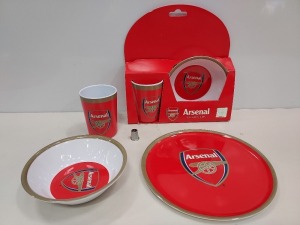 140 X BRAND NEW ARSENAL 3 PIECE DINNER SET TO INCLUDE A CUP / BOWL AND A PLATE - COMES IN 7 LARGE BOXES