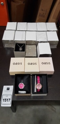 MISC LOT OF 16 X OASIS WATCHES - 11 X PADLOCK SHAPE ON CHAINS PLUS 5 X PINK ASSORTED