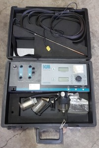 1 X KANE-MAY COMBUSTION ANALYSER - MODEL KM9103 ( SN. 05389601) - COMES WITH ALL ATTACHMENTS AND CARRYING CASE