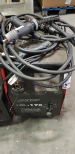 1 X NEXUS NXM 170 MIG WELDER (TYPE : NXM 170) - ( SN , 21103487 ) - COMES WITH ALL CABLES , HOSES , EARHTING CLAMP , CYLINDER RACK AND RUNNING GEAR