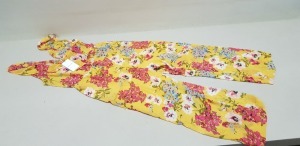 12 X BRAND NEW VILLA CLOTHES SPICY MUSTARD / FLOWER JUMPSUITS IN SIZE 42, 40, 38, 36 AND 34 RRP £50.00 (TOTAL RRP £600.00)