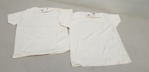 40 X BRAND NEW FRUIT OF THE LOOM BEIGE T SHIRTS IN VARIOUS KIDS SIZES