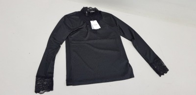 50 X BRAND NEW JACQUELINE DE YONG BLACK HIGH NECK TOPS SIZE LARGE RRP £16.00 (TOTAL RRP £800.00)