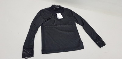 50 X BRAND NEW JACQUELINE DE YONG BLACK HIGH NECK TOPS SIZE MEDIUM RRP £16.00 (TOTAL RRP £800.00)