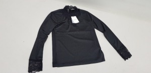 50 X BRAND NEW JACQUELINE DE YONG BLACK HIGH NECK TOPS SIZE SMALL RRP £16.00 (TOTAL RRP £800.00)