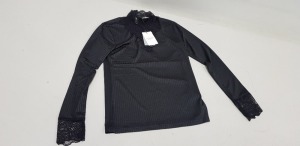 50 X BRAND NEW JACQUELINE DE YONG BLACK HIGH NECK TOPS SIZE MEDIUM RRP £16.00 (TOTAL RRP £800.00)