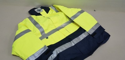 9 X BRAND NEW HI VISIBILITY ANORAK JACKETS IN NAVY / YELLOW SIZE 4XL AND 3XL