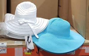 150 PIECE MIXED HAT LOT CONTAINING WHITE AND TURQUOISE HATS