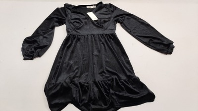 20 X BRAND NEW OASIS VELVET EMPIRE LINE FRILL HEM SKATER DRESSES IN BLACK SIZE SMALL