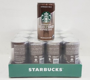 APPROX 3000 X STARBUCKS DOUBLESHOT EXPRESSO 200ML - NOTE - BEST BEFORE DATE 16/8/22 - ON A FULL PALLET (IN SLEEVES OF 12)