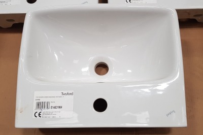 5 X BRAND NEW TWYFORD WHITE CERAMIC SQUARE WASH BASIN - PRODUCT CODE- E14831WH