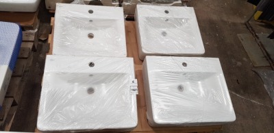 4 X BRAND NEW IDEAL SQUARE BASINS IN WHITE - IN VARIOUS SIZES