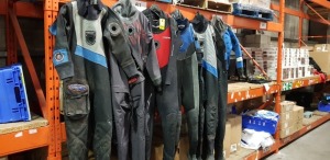 6 X SCUBA DIVING DRY SUITS I.E TYPHOON SEA MASTER, EXTREME RS AND OTTER IN VARIOUS SIZES (EX-HIRE)