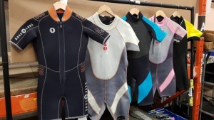 11 X SCUBA DIVING WET SUITS IE AQUA, NALU AND URBAN BEACH IN VARIOUS SIZES (EX-HIRE)