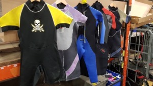 10 X SCUBA DIVING WET SUITS IE DELTA FLEX, NALU AND BEAVER IN VARIOUS SIZES (EX-HIRE)