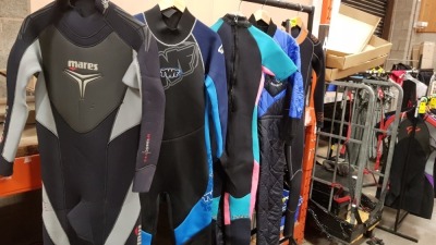 10 X SCUBA DIVING LONG LEG WET SUITS I.E NALU, TUF AND SCUBA PRO N VARIOUS SIZES (EX-HIRE)