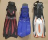 10 X SCUBA DIVING FINS IE NORTHERN DIVER AND TUSA IN VARIOUS COLOURS AND SIZES (EX-HIRE)