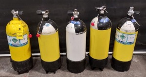 5 X CANARY DIVERS CANISTERS OF BREATHING AIR - 342 BAR