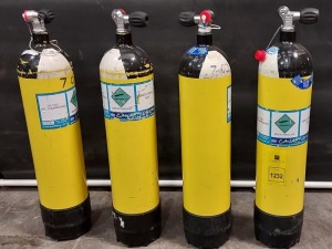 4 X CANARY DIVERS CANISTERS OF BREATHING AIR - 232 BAR