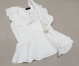 40 X BRAND NEW IN THE STYLE WHITE FRILL SHIRTS - SIZE UK 10