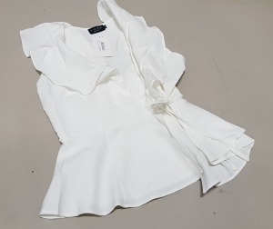 40 X BRAND NEW IN THE STYLE WHITE FRILL SHIRTS - SIZE UK 8