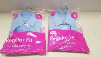 80 X BRAND NEW F&F REGULAR FIT GIRLS BLUE SHIRTS ALL IN VARIOUS SIZES AND SLEEVE LENGTHS ( IN 4 TRAYS NOT INCLUDED )