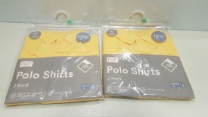 80 X BRAND NEW F&F BOYS POLO SHIRTS ALL IN YELLOW COMES IN VARIOUS SIZES ( IN 4 TRAYS NOT INCLUDED )