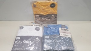 APPROX 60 X BRAND NEW F&F BOYS POLO SHIRTS CONTAINING 40 X F&F WHITE POLO SHIRTS AND 20 X VARIOUS COLOURS AND SIZES TO INCLUDE RED/BLUE/YELLOW IN VARIOUS SIZES ( IN 3 TRAYS NOT INCLUDED )