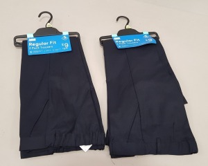 30 X BRAND NEW F&F REGULAR FIT 2 PACK BOYS TROUSERS ALL IN SIZE (9-10 YRS) ALL IN DARK NAVY COLOUR (PLEASE NOTE SOME PANTS HAVE SIMPLE WIRE SECURITY TAG - EASILY REMOVED )