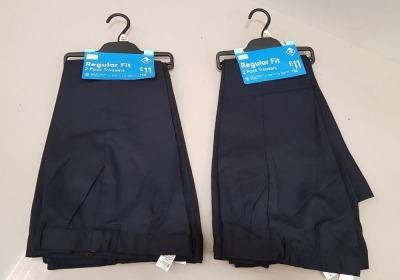 30 X BRAND NEW F&F REGULAR FIT 2 PACK BOYS TROUSERS ALL IN SIZE (10-11 YRS) ALL IN DARK NAVY COLOUR (PLEASE NOTE SOME PANTS HAVE SIMPLE WIRE SECURITY TAG - EASILY REMOVED )