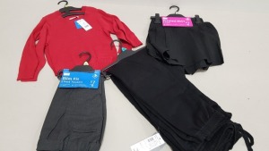 33 X BRAND NEW F&F LOT CONTAINING F&F SLIM FIT TROUSERS , REGULAR FIT TROUSERS , BLACK JOGGERS BOYS , VARIOUS SWEATSHIRTS BOYS IN VARIOUS COLOURS AND SIZES ETC