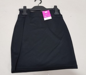 30 X BRAND NEW MIXED F&F SKIRTS LOT TO INCLUDE REGULAR SKIRTS, JERSEY SKIRTS ALL IN BLACK IN VARIOUS SIZES TO INCLUDE (11-12 YRS , 10-11 YRS , 12-13YRS ) ETC