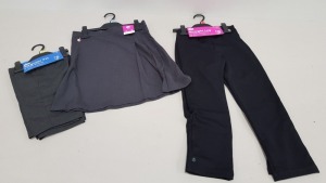 20 X MIXED F&F LOT TO INCLUDE BOYS REGULAR FIT TROUSERS , GIRLS REGULAR SKIRTS , GIRLS JERSEY SKIRTS , GIRLS STRAIGHT LEG TROUSERS ALL IN VARIOUS COLOURS AND SIZES