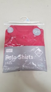 80 X BRAND NEW F&F BOYS POLO SHIRTS PACKS OF 2 ALL IN RED IN VARIOUS SIZES ( IN 4 TRAYS NOT INCLUDED )