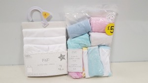 80 X BRAND NEW F & F PACKS OF CHILDRENS UNDERWEAR - IE BOYS VESTS, GIRLS CAMI VESTS & BRIEFS / SOCKS (IN 4 TRAYS NOT INC)