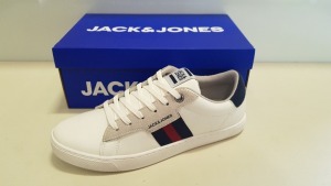 6 X BRAND NEW JACK JONES WHITE TRAINER - IN ORIGINAL BOXES - SIZES 2 X 11, 4 X 10