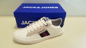 6 X BRAND NEW JACK JONES WHITE TRAINER - IN ORIGINAL BOXES - SIZES 4 X 7, 2 X 6