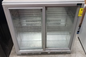 1 X LEC COMMERCIAL DOUBLE SIDES UNDERCOUNTER BOTTLE COOLER REFRIDGERATOR WITH SLIDING DOORS ( BC9027G) STAINLESS STEEL