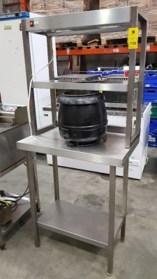 1 X STAINLESS STEEL PIE WARMER 2 TIER WITH LIGHTS - ALSO COMES WITH BENCH TOP SOUP KETTLE