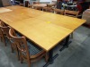 6 PIECE TABLE LOT CONTAINING 2 WOODEN TABLES ( W 120 CM D 70 H 73 CM ) AND 4 MATCHING CHAIRS - 45 CM SITTING HEIGHT )