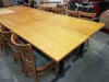 6 PIECE TABLE LOT CONTAINING 2 WOODEN TABLES ( W 120 CM D 70 H 73 CM ) AND 4 MATCHING CHAIRS - 45 CM SITTING HEIGHT )