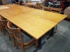 6 PIECE TABLE LOT CONTAINING 2 WOODEN TABLES ( W 120 CM D 70 H 73 CM ) AND 4 MATCHING CHAIRS - 45 CM SITTING HEIGHT )