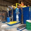 MIXING AREA 2 COMPRISING: TWO OFF PNEUMATIC VALVES & FILLING HEAD WITH RISE AND FALL STANDS. STEEL WATER STORAGE TANK (REF T670) WITH PUMPS AND CONTROLS.TWO OFF STAINLESS STEEL 5T MIXING VESSELS EACH WITH TWO MIXERS (REF M170 & M180) MOUNTED ON WEIGH CELL