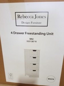 2 X BRAND NEW CLASSIC REBECCA JONES MATT WHITE 4 DRAWER UNITS ( 1X MATT WHITE, 1 X GREY)- 810MM (H) X 300MM (W)