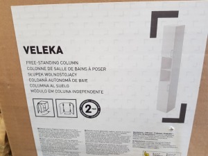 2 X BRAND NEW WHITE VELEKA WHITE FREESTANDING BATHROOM CABINETS 1800MM (H) X 275MM(W)