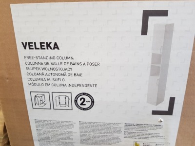 2 X BRAND NEW WHITE VELEKA ( 1 X WHITE / 1 X GREY) FREESTANDING BATHROOM CABINETS 1800MM (H) X 275MM(W)