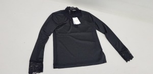 50 X BRAND NEW JACQUELINE DE YONG BLACK HIGH NECK TOPS - IN SIZE MEDIUM RRP £16.00 (TOTAL RRP £800.00)