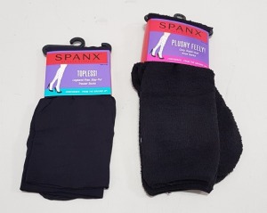 8 X BRAND NEW PACK OF 3 SPANX PLUSHY FEELY SUPER SOFT SOCKS AND 16 X SPANX TOPLESS TROUSERS SOCKS IN ALL BLACK