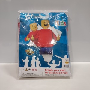 27 X BRAND NEW CREATE YOUR OWN BLOCKHEAD MORPH COSTUMES IN VARIOUS KIDS SIZES ( 8-10 & 10-12 YEARS)